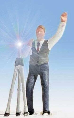 Street Photographer with Working Camera Flash -- With Tripod, HO, East Coast Circuits 95092