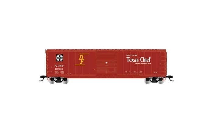50′ Single-Door Boxcar No Roofwalk - Ready to Run -- Santa Fe 12850 (Boxcar Red, Texas Chief Slogan), HO, Rivarossi HR6662D