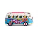 1963-1967 Volkswagen Transporter T1 Passenger Van - Assembled -- Flower Power (blue, white, rainbows and flowers), HO, Wiking 79
