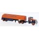 1955 Peterbilt 281 Semi Tractor with Tank Trailer - Assembled -- Gulf (orange, blue), HO, Brekina Automodelle 85763