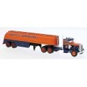 1955 Peterbilt 281 Semi Tractor with Tank Trailer - Assembled -- Gulf (orange, blue), HO, Brekina Automodelle 85763
