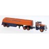 1955 Peterbilt 281 Semi Tractor with Tank Trailer - Assembled -- Gulf (orange, blue), HO, Brekina Automodelle 85763