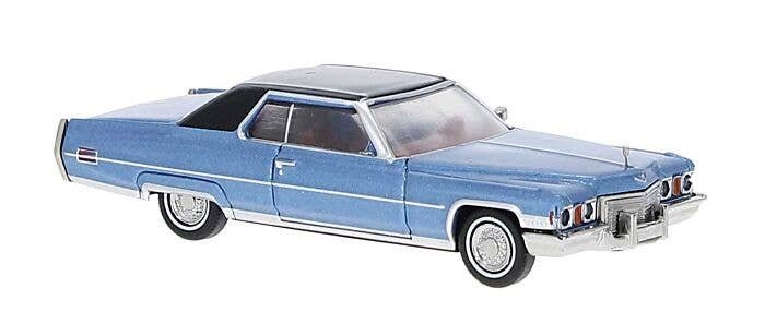 1972 Cadillac Coupe de Ville - Assembled -- Blue, Black, HO, Brekina Automodelle 18128