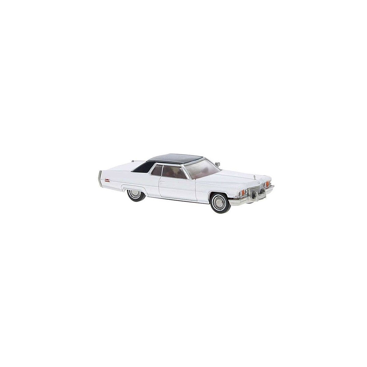 1972 Cadillac Coupe de Ville - Assembled -- White, Black, HO, Brekina Automodelle 18129
