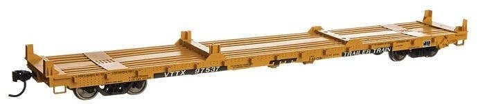 60′ Pullman-Standard Flatcar - Ready to Run -- Trailer-Train VTTX 97537 (Container loading yello, HO, WalthersMainline 5415