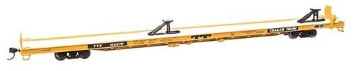 89` Channel Side Flatcar - Ready to Run -- Trailer-Train 150272 (yellow, black 40` Trailer Servi, HO, WalthersMainline 5735