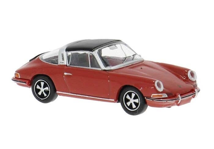 1963 Porsche 911E Targa Coupe - Assembled -- Red, Black, HO, Brekina Automodelle 16270