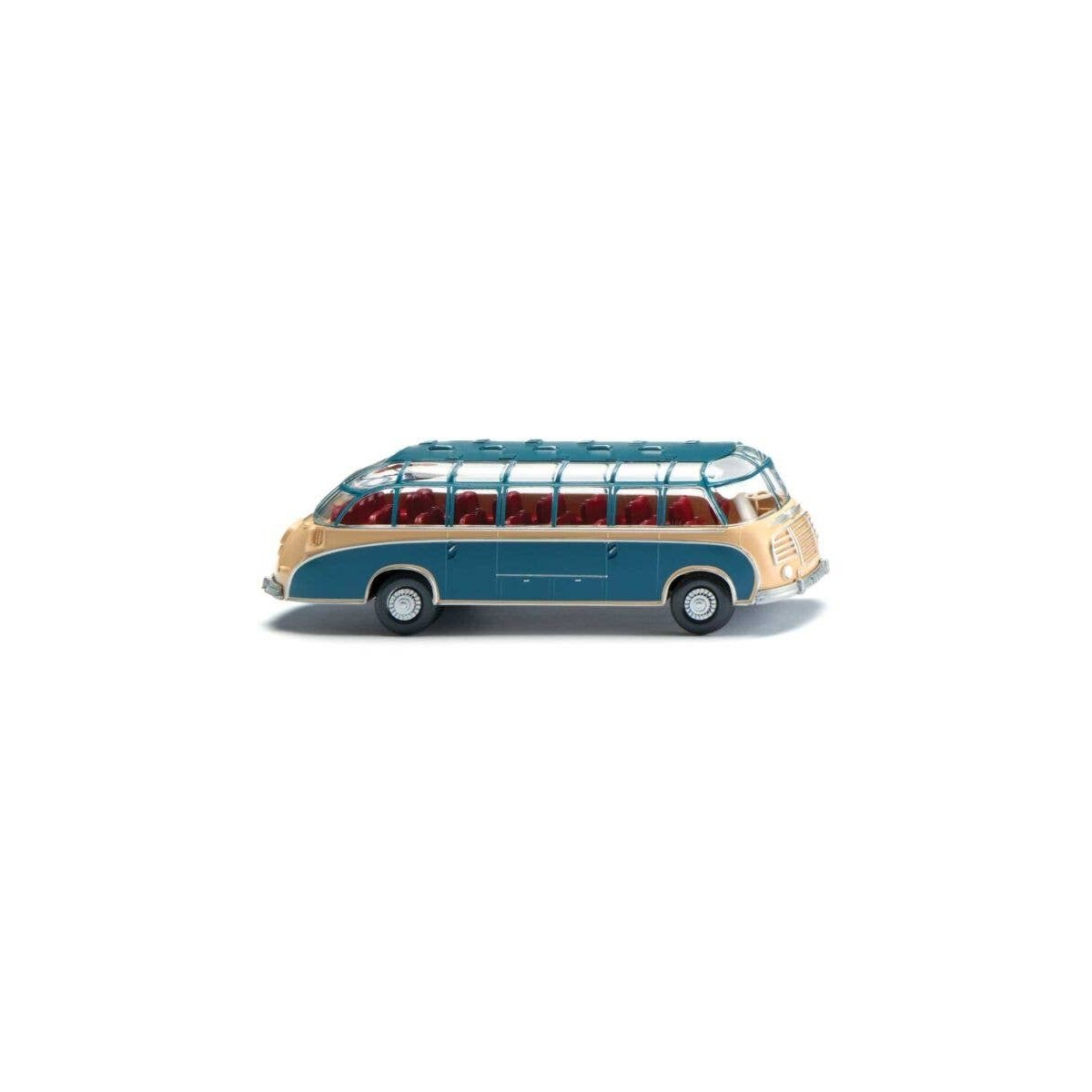 1952 Setra S8 Bus - Assembled -- Azure Blue, Beige, HO, Wiking 73005