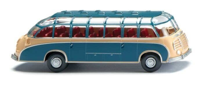 1952 Setra S8 Bus - Assembled -- Azure Blue, Beige, HO, Wiking 73005