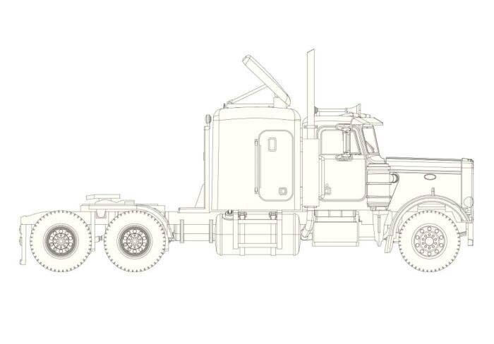 Peterbilt 359 Semi Tractor - Kit -- White, HO, Brekina Automodelle 10224