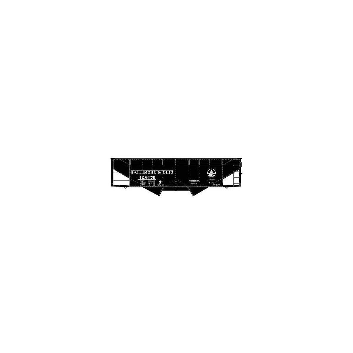 50-Ton Offset-Side 2-Bay Hopper - Kit -- Baltimore & Ohio 428479 (1941, black, Kuhler Capitol Logo), HO, Accurail Inc 81901