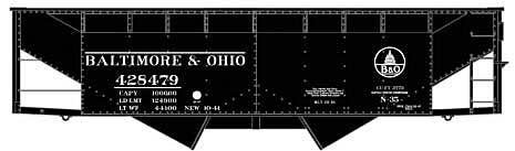 50-Ton Offset-Side 2-Bay Hopper - Kit -- Baltimore & Ohio 428479 (1941, black, Kuhler Capitol Logo), HO, Accurail Inc 81901