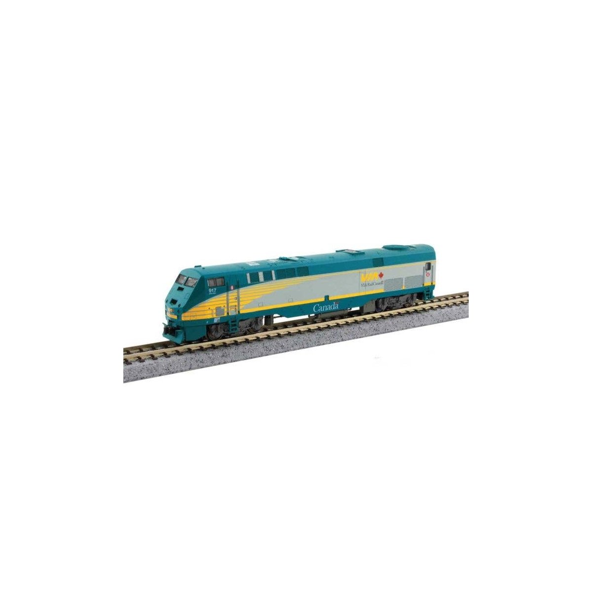 GE P42 Genesis - Sound and DCC -- VIA Rail Canada 917 (gray, teal, yellow), N, Kato USA Inc 1766043S