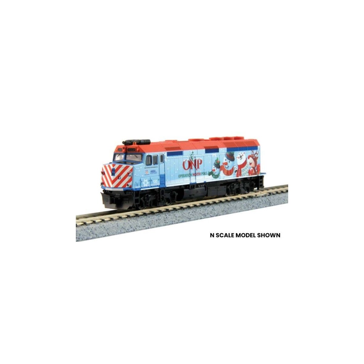 EMD F40PH Commuter Version - Sound and DCC -- Metra 133 (Operation North Pole Christmas 2016, blu, HO, Kato USA Inc 372016S
