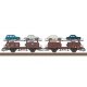 Type Laaes 541 Auto Transport Car w/8 Autos - Ready to Run -- German Federal Railroad DB (Era IV, 1971-1972, Boxcar Red, VW Load
