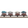 Type Laaes 541 Auto Transport Car w/8 Autos - Ready to Run -- German Federal Railroad DB (Era IV, 1971-1972, Boxcar Red, VW Load