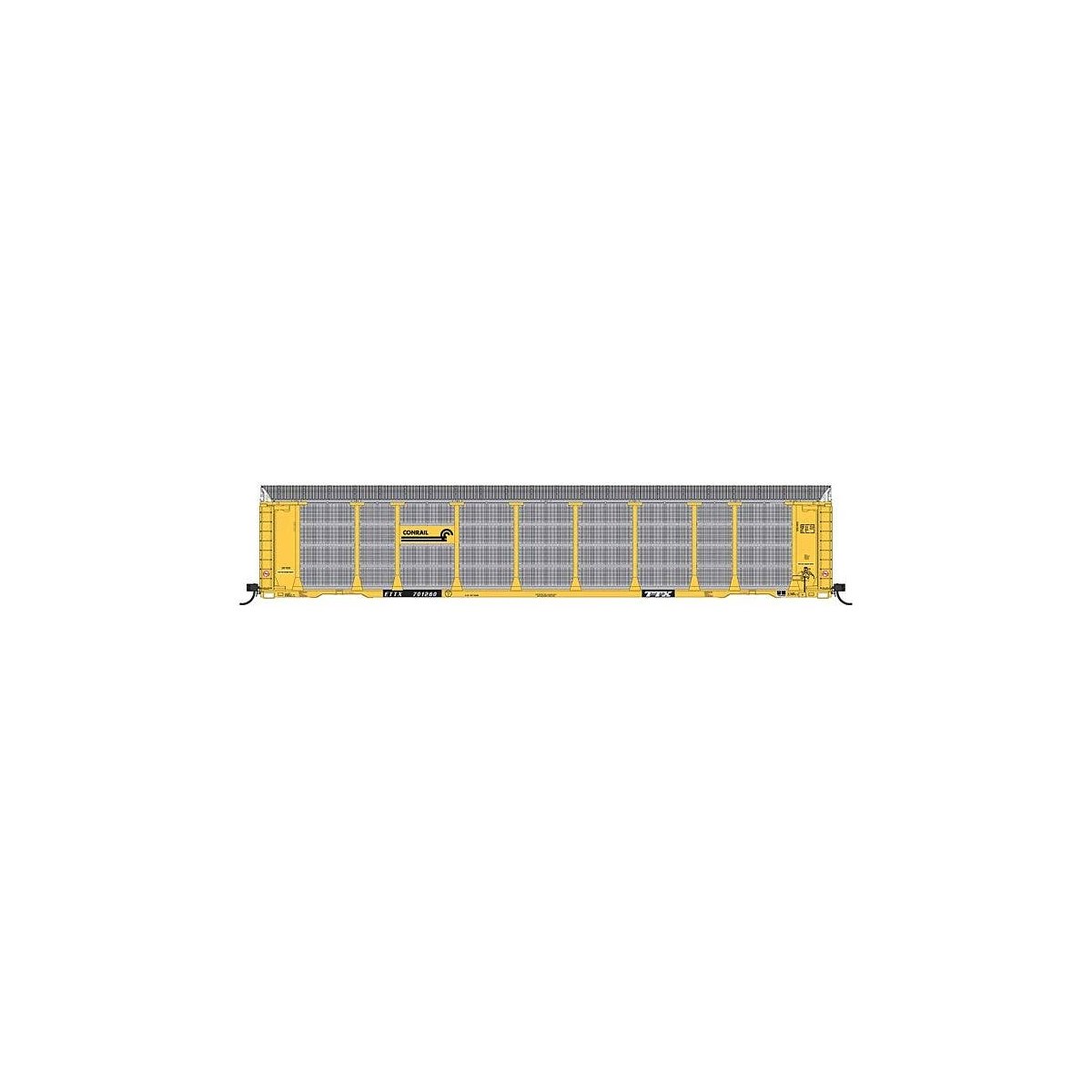Tri-Level Enclosed Auto Rack - Ready to Run -- Conrail ETTX 701407 (yellow, black, silver), N, Intermountain Railway Company 182