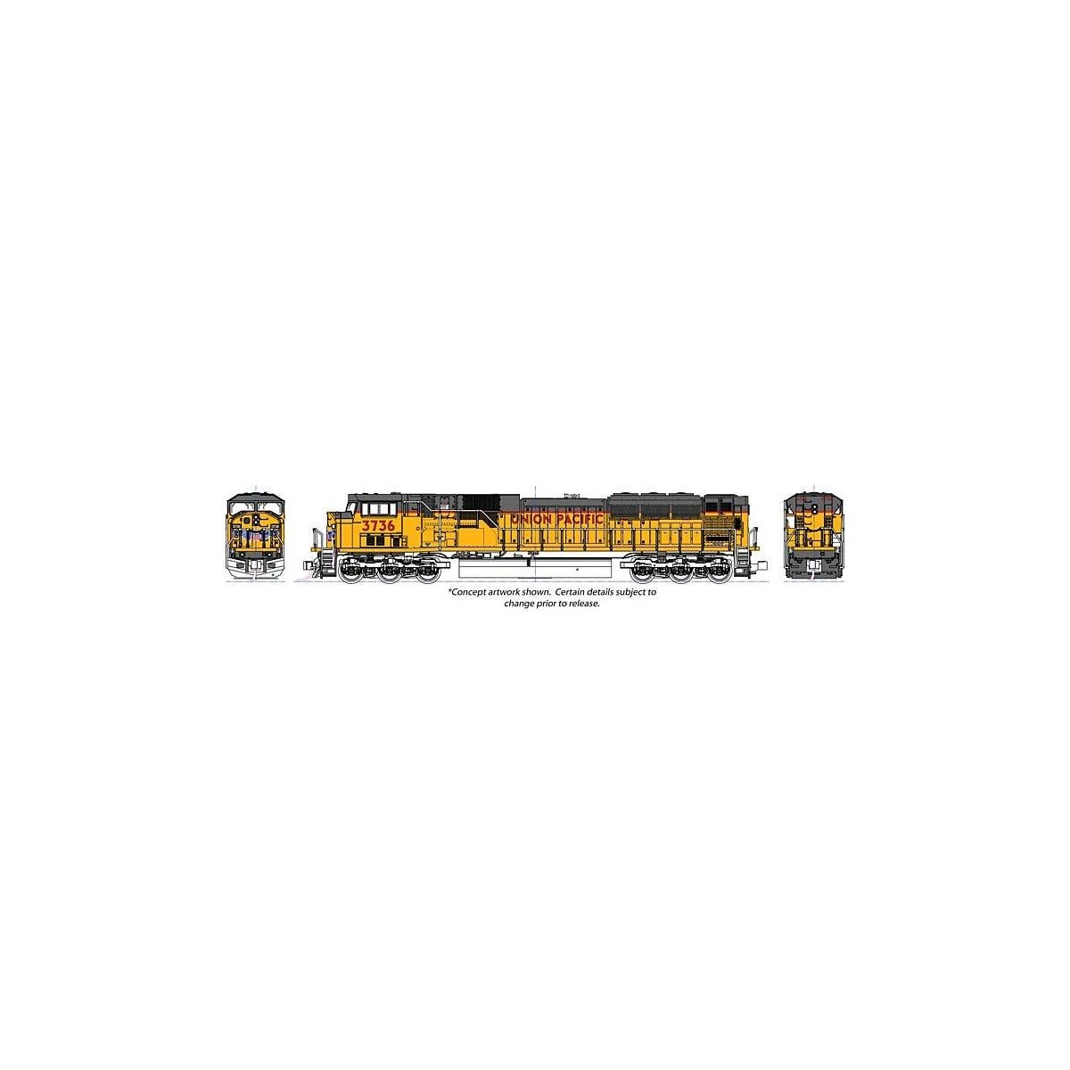 EMD SD90/43MAC - Standard DC -- Union Pacific 3750 (Armour Yellow, gray, red), N, Kato USA Inc 1765625