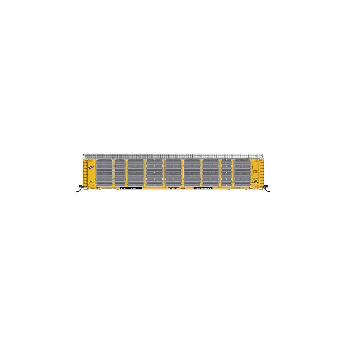 Tri-Level Enclosed Auto Rack - Ready to Run -- Chicago & North Western ETTX 820611 (yellow, black, red, silver), N, Intermountai