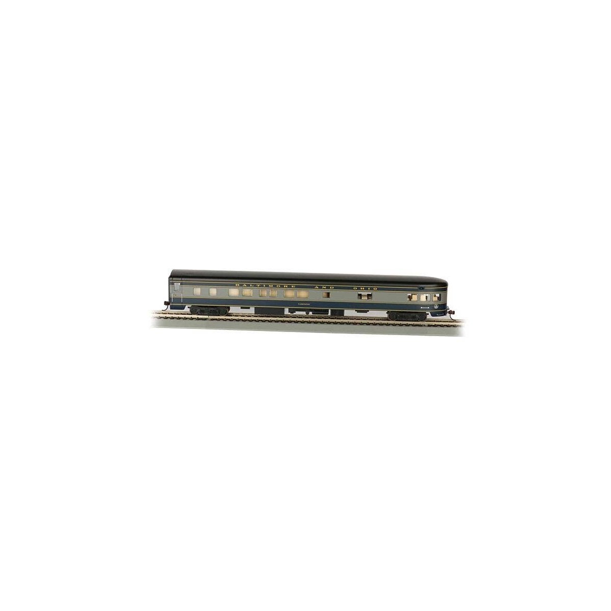 85′ Smooth-Side Observation w/Lights - Ready to Run -- Baltimore & Ohio, HO, Bachmann Industries 14303