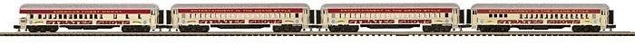 Madison Heavyweight Diner, 2 Coach, Observation Set - 3-Rail RTR -- Strates Shows Red Train 12 Elmira,, O, Atlas O 3001772A
