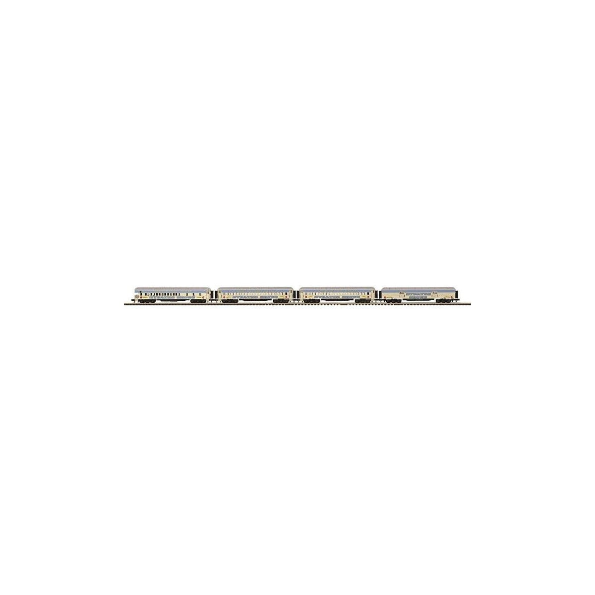 Madison Heavyweight Diner, 2 Coach, Observation Set - 3-Rail RTR -- Strates Shows Blue Train 47 Electr, O, Atlas O 3001773A
