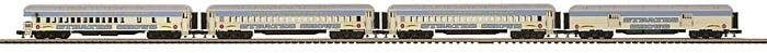 Madison Heavyweight Diner, 2 Coach, Observation Set - 3-Rail RTR -- Strates Shows Blue Train 47 Electr, O, Atlas O 3001773A