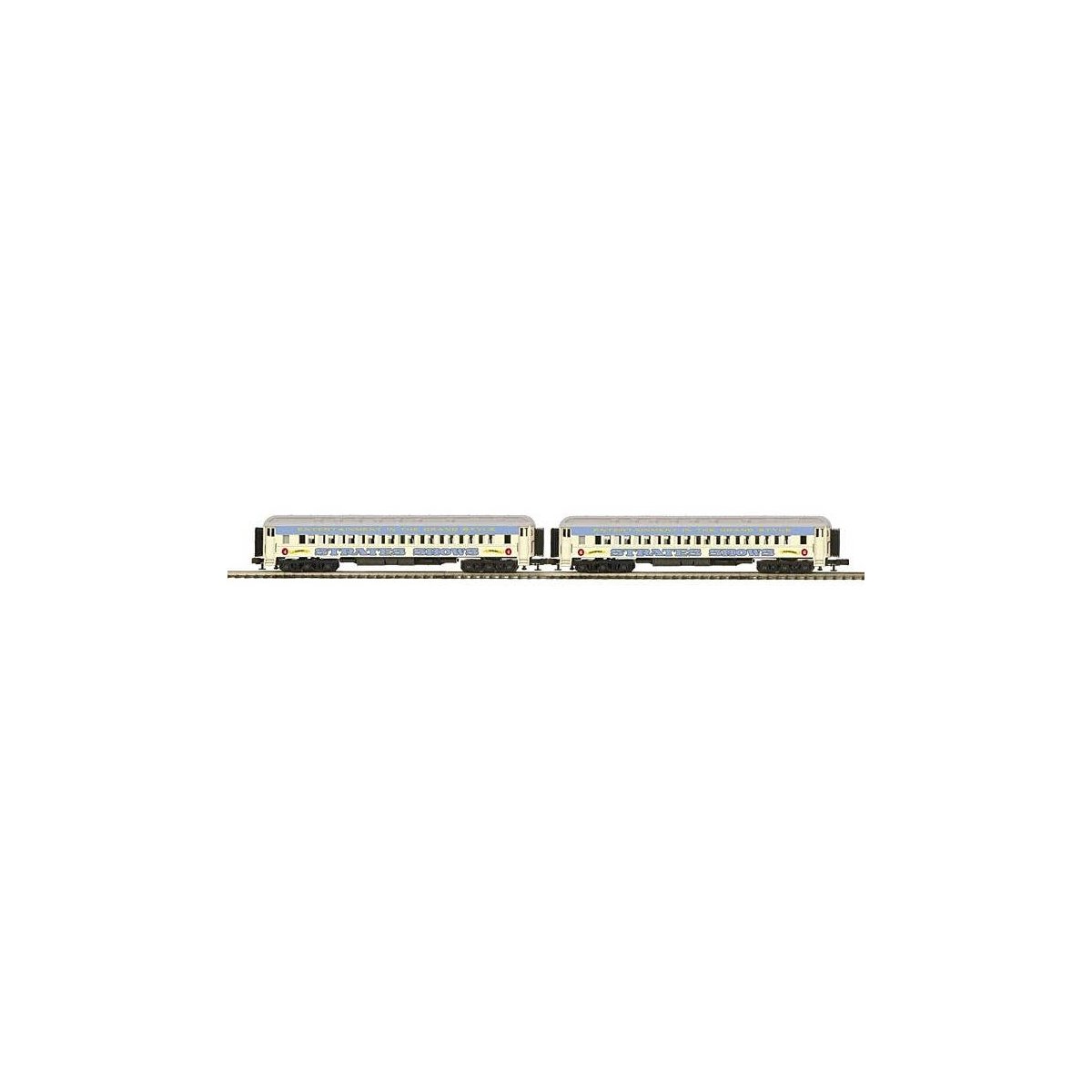 Madison Heavyweight Coach 2-Pack - 3-Rail - Ready to Run -- Strates Shows Blue Train 4 Dunkirk, 6 Clea, O, Atlas O 3001773B