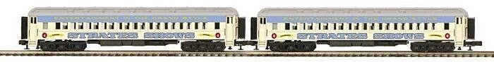 Madison Heavyweight Coach 2-Pack - 3-Rail - Ready to Run -- Strates Shows Blue Train 4 Dunkirk, 6 Clea, O, Atlas O 3001773B