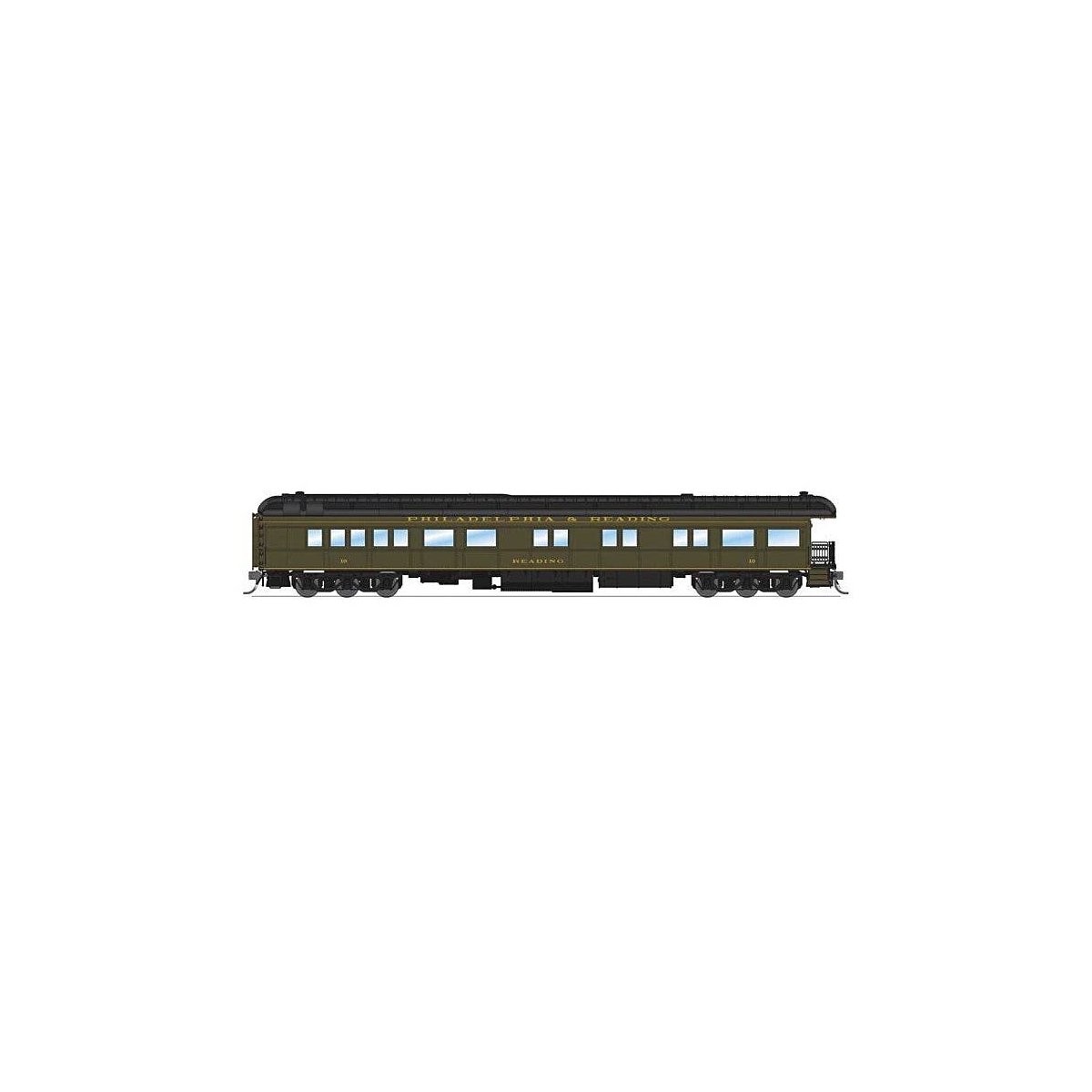 Heavyweight Business Car Observation - Ready to Run -- Philadelphia & Reading 10 (Pullma, HO, Broadway Limited Imports 9731