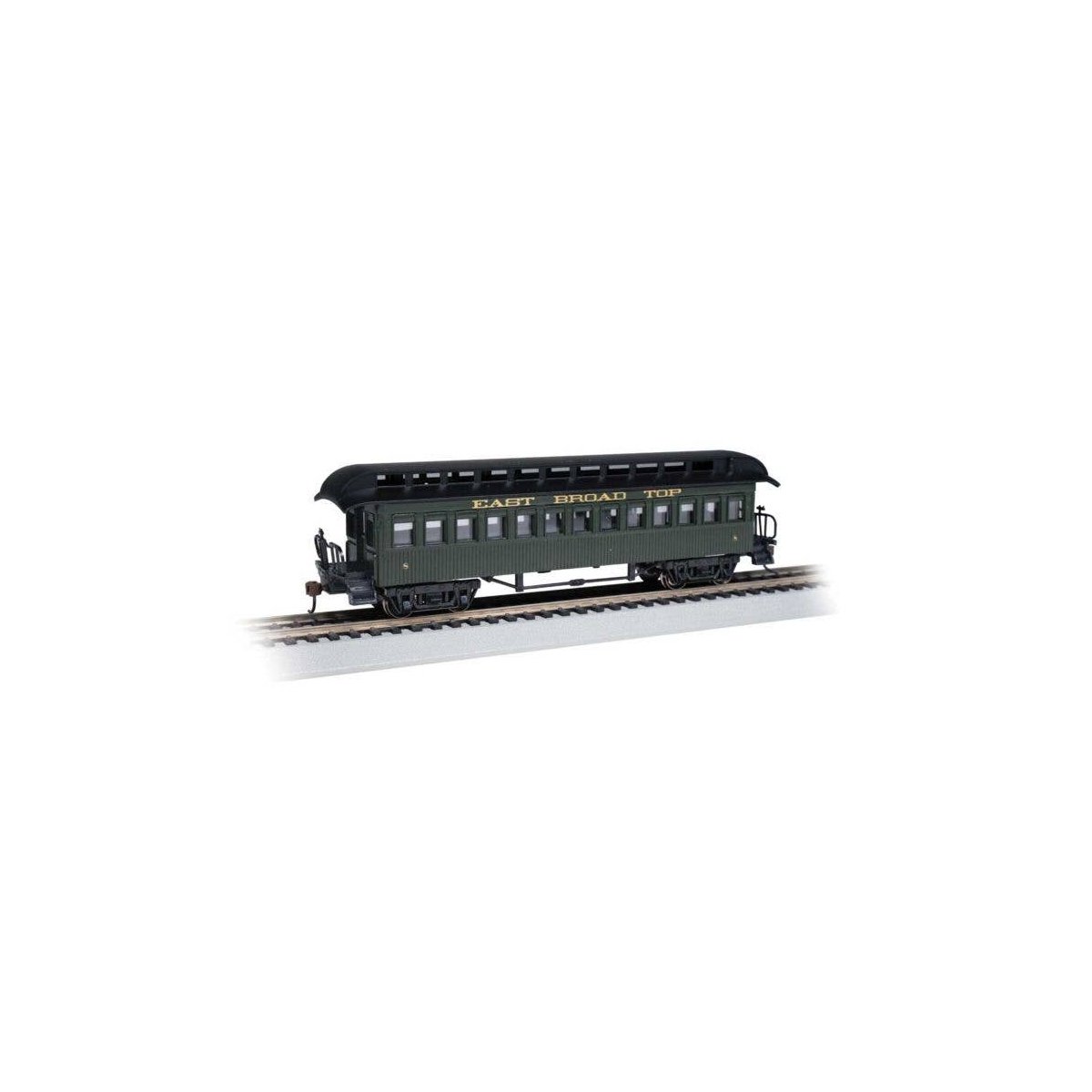 Old Time Wood Coach with Round-End Clerestory Roof - Ready to Run -- East Broad Top (green, , HO, Bachmann Industries 15108