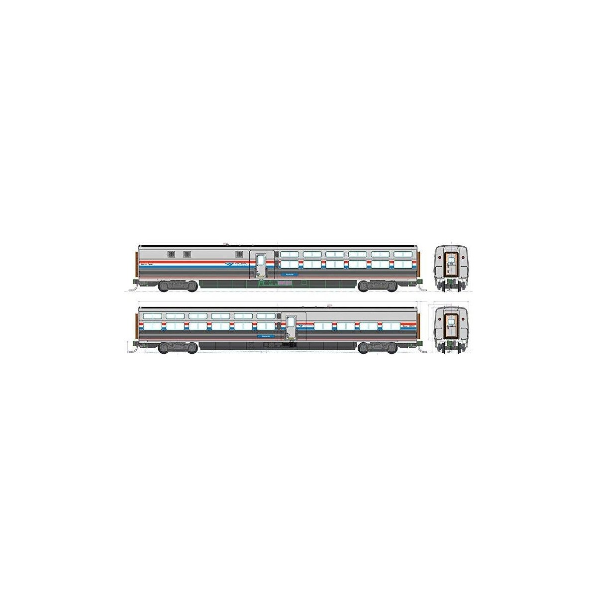 Viewliner II Diner - Ready to Run -- Amtrak 68019 Nashville (Phase III silver red, white, blue), HO, Kato USA Inc 356232