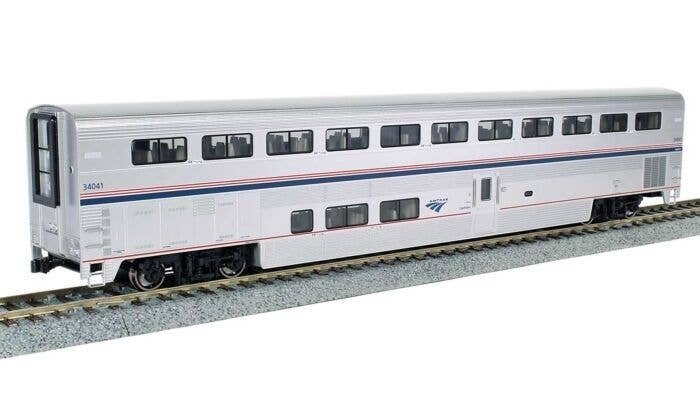 Superliner I Coach - Ready to Run -- Amtrak 34034 (Phase VI silver, blue, red), HO, Kato USA Inc 356058