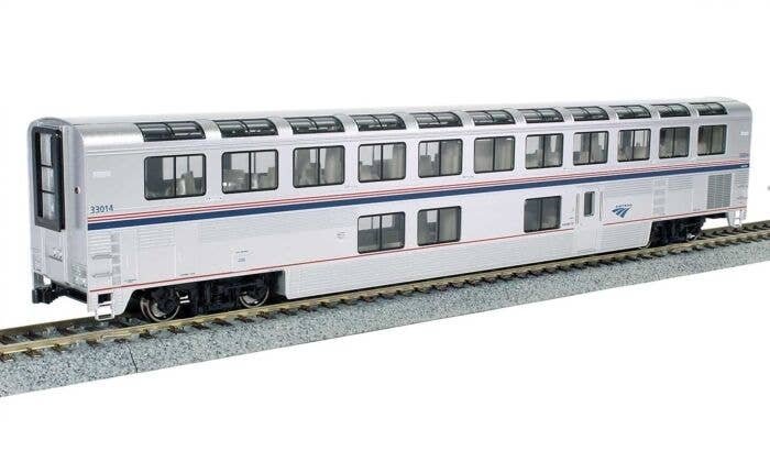 Superliner I Lounge - Ready to Run -- Amtrak 33023 (Phase VI silver, blue, red), HO, Kato USA Inc 356067