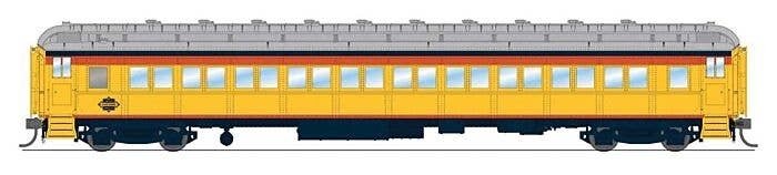 80′ PRR P70 Coach - Ready to Run -- Chessie Steam Special (yellow, blue, vermillion, sil, HO, Broadway Limited Imports 9736