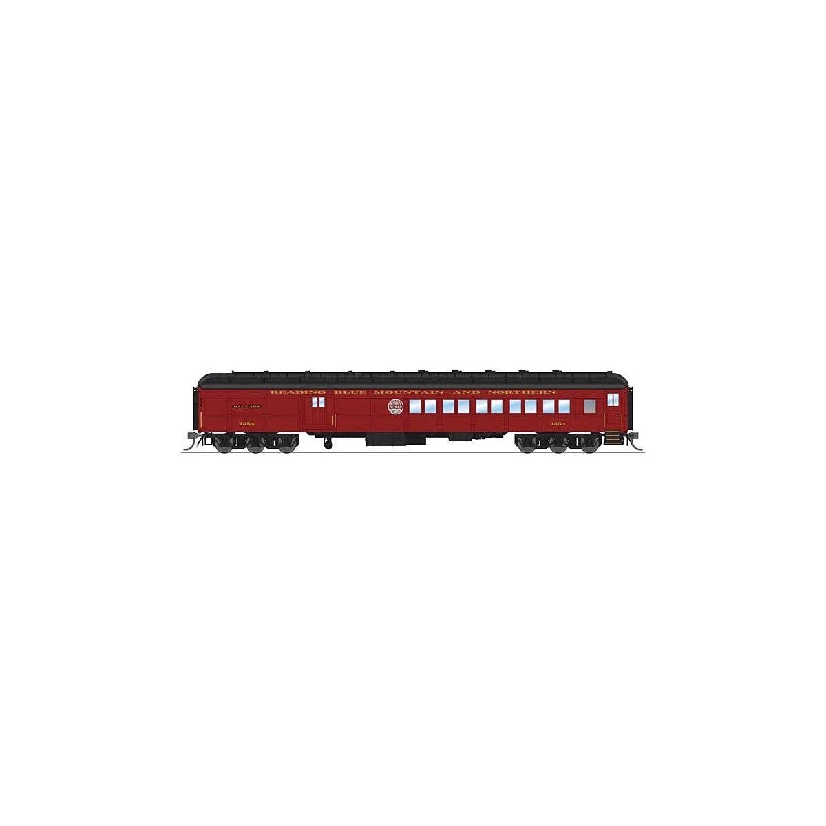 Heavyweight Coach-Baggage-Combine - Ready to Run -- Reading, Blue Mountain & Northern 12, HO, Broadway Limited Imports 9744
