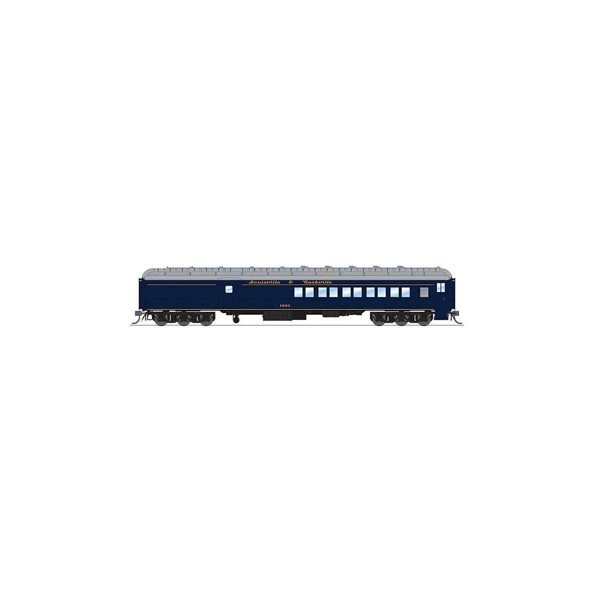 Heavyweight Coach-Baggage-Combine - Ready to Run -- Louisville & Nashville 1603 (blue, g, HO, Broadway Limited Imports 9747