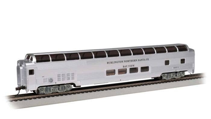 Budd 85′ Full-Length Dome with Lights - Ready to Run - Silver Series(R) -- Burlington Northe, HO, Bachmann Industries 13010