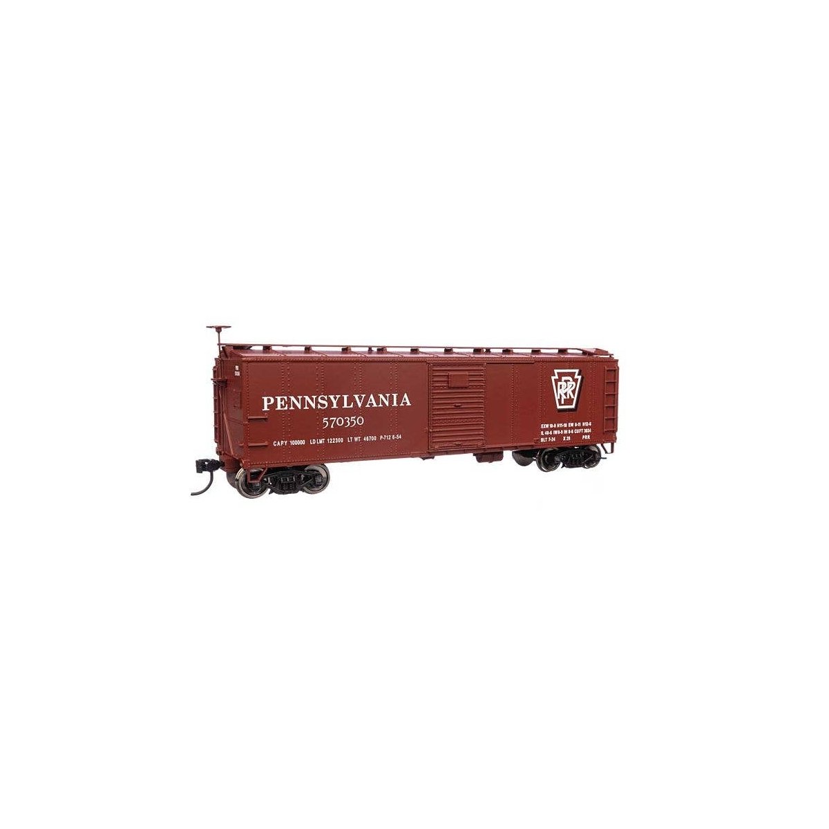 40′ Early X29 Boxcar - Ready to Run -- Pennsylvania Railroad 570350 Shadow Keystone (Tuscan, white), HO, WalthersMainline 4097