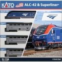 Siemens ALC-42 Charger & 3 Cars Train-Only Set - Sound and DCC -- Amtrak 302, Sleeper, Coach, Coac, N, Kato USA Inc 101788S