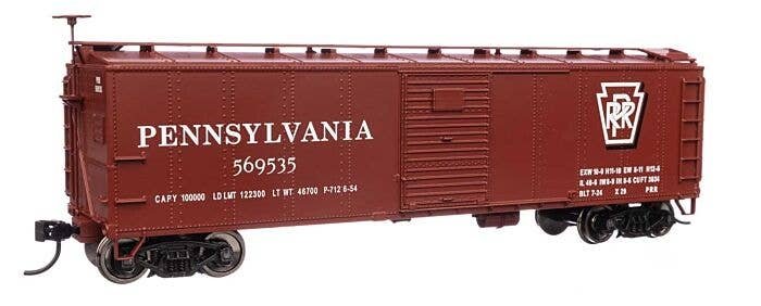 40′ Early X29 Boxcar - Ready to Run -- Pennsylvania Railroad 569535 Shadow Keystone (Tuscan, white), HO, WalthersMainline 4097