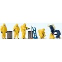 Firemen pkg(6) -- Wearing Yellow Hazmat Suits, HO, Preiser Kg 10733