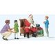 Santa Claus-Father Christmas in Chair, Mother with 3 Children, G, Preiser Kg 44931