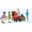 Santa Claus-Father Christmas in Chair, Mother with 3 Children, G, Preiser Kg 44931