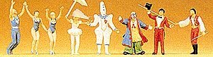 Circus Figures -- Ring Master, Clowns (2), Animal Trainer, Acrobats (4), HO, Preiser Kg 20254