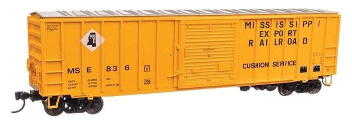 50′ ACF Exterior Post Boxcar - Ready to Run -- Mississippi Export Railroad MSE 836 (yellow, black, white), HO, WalthersMainlin