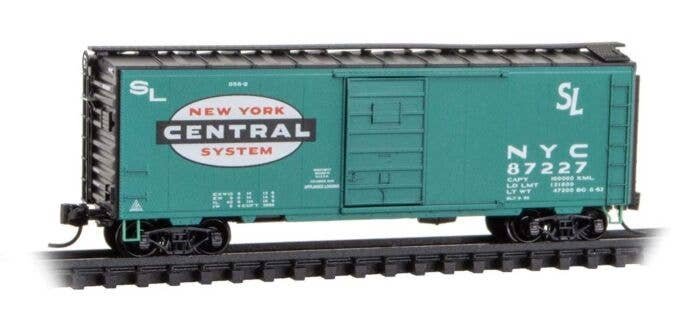 40′ Single-Door Boxcar - Ready to Run -- New York Central 87227 (Jade Green, black, white, Large Cigar Band Logo), N, Micro Tr