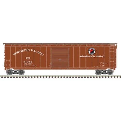 Postwar 50′ Single-Door Boxcar - Ready to Run - Master(R) -- Northern Pacific 31050 (Boxcar Red, Main Street Slogan), HO, Atl