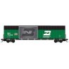 Modified 60′ Excess-Height Double-Plug-Door Boxcar - Ready-to-Run -- Burlington Northern 7096 (Cascade Green, black, Granite I