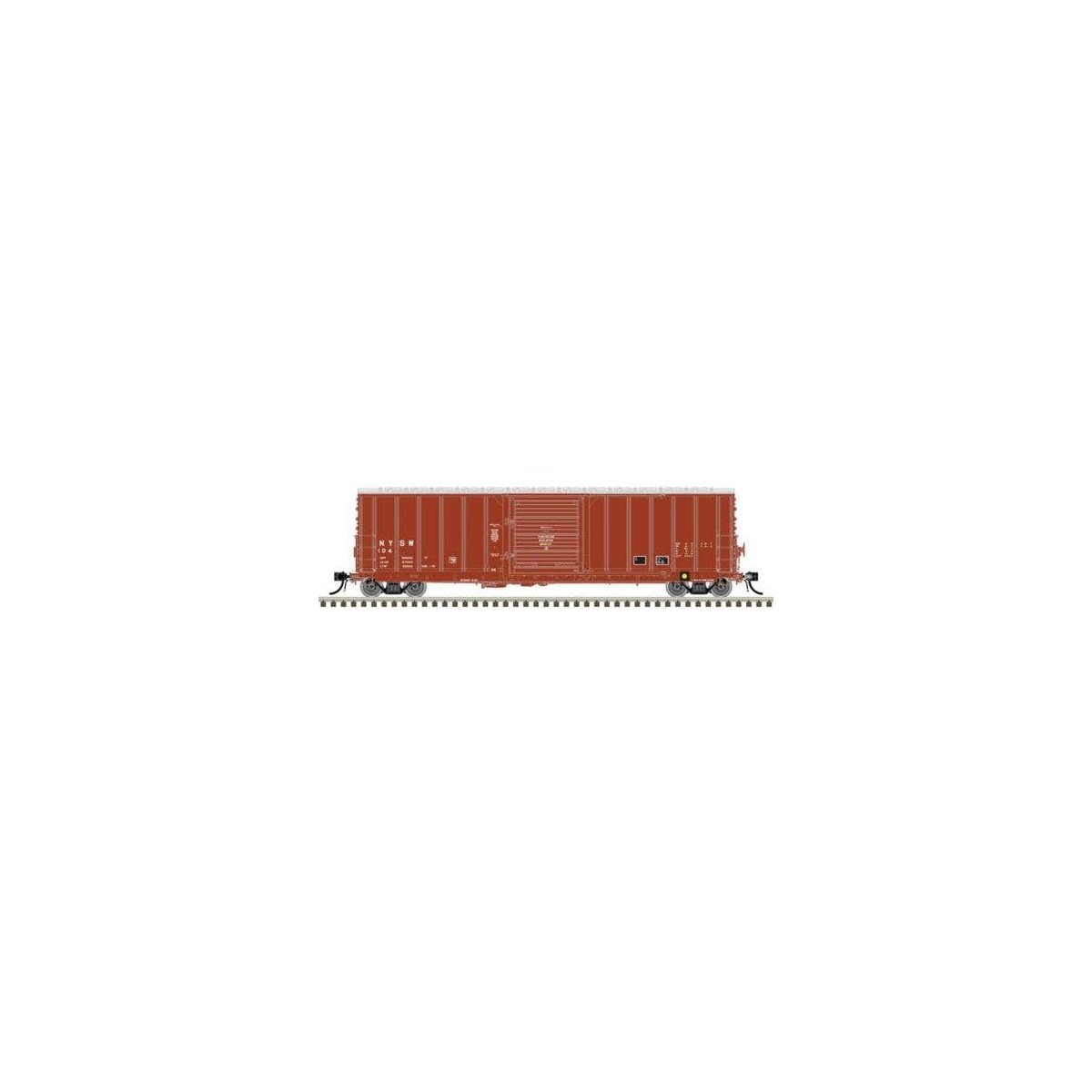 CNCF 5000 50′ Boxcar - Ready to Run - Master(R) -- New York, Susquehanna & Western 115 (Boxcar Red, white), HO, Atlas Model Ra